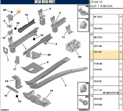 PSA 7211.47 Şase Bağlantı Üst Saç 721147