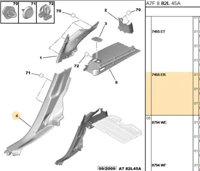 PSA 7455.ER Sağ Arka Köşe Bakaliti  7455.ER