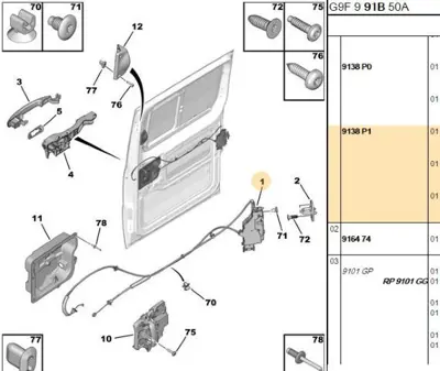 PSA 9138.P1 Sağ Sürgülü Kapı Kilidi  9138.P1
