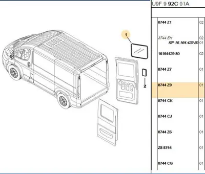 PSA 8744.Z9 Sol Bagaj Camı 270  8744.Z9