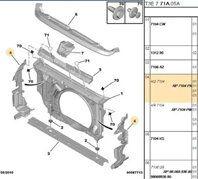 PSA 7104.PX Ön Panel Sol Havalandırma 7104.PX