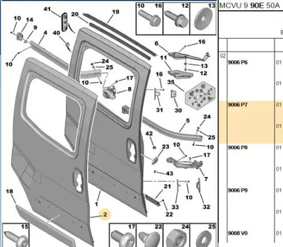PSA 9006.P7 Sol Sürgülü Kapı Sacı  9006.P7