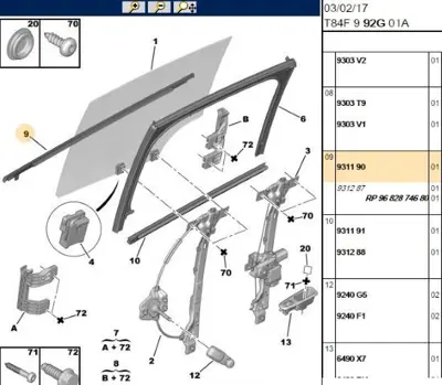 PSA 9311.90 Sol Arka Cam Fitili Dış  931190