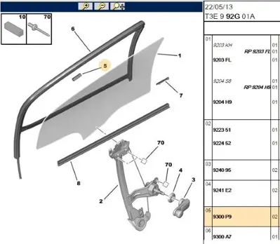 PSA 9300.P9 Cam Fıtıl Iç PLastik 9300.P9