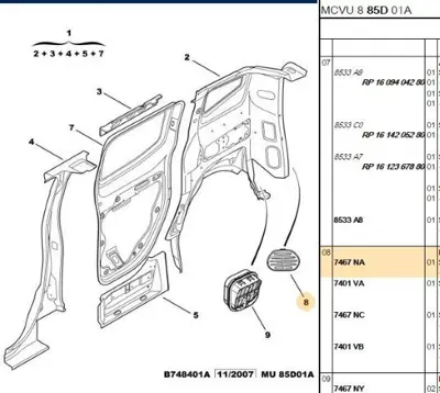 PSA 7467.NA Sol Arka Çamurluk Havalan 7467NA