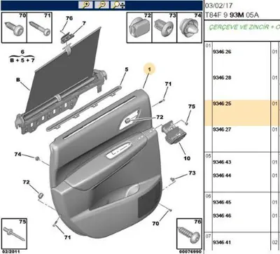PSA 9346.25 Kapı Döşemesi  9346.25