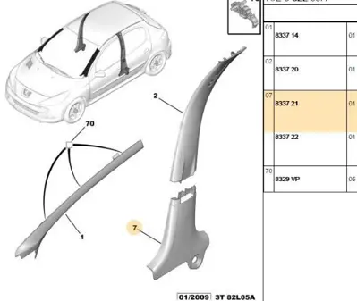PSA 8337.21 Orta Direk Alt Sağ Bakali 8337.21
