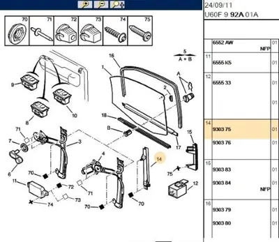 PSA 9303.75 Sol Cam Kızağı  9303.75