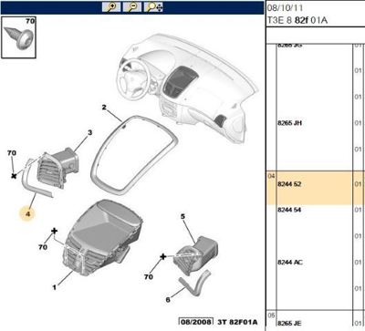 PSA 8244.52 Sol Izgara Çerçevesi Siya 8244.52