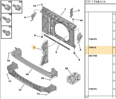 PSA 7104.GL Ön Panel Hava Izgarası Sağ 7104GL 7104.GL