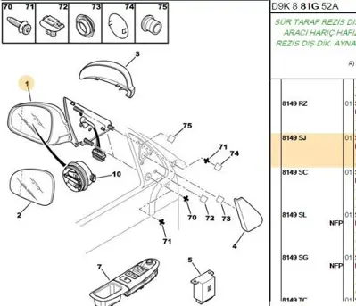 PSA 8149.SJ Dış Ayna 8149SJ