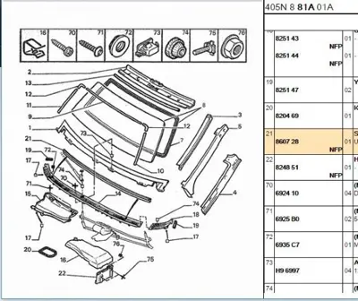 PSA 8607.28 Bagaj Kapak Toz Lastigi 860728 8607.28 860728 860728 