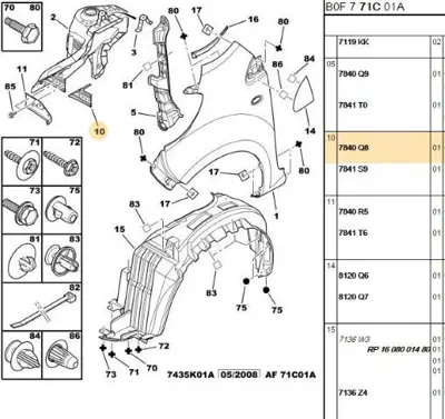 PSA 7840.Q8 Çamurluk Bağlantı Ayağı 7840Q8