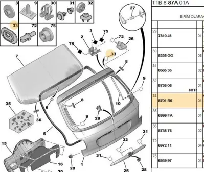 PSA 8701.R6 Bagaj Kapak Tutucu 8701R6