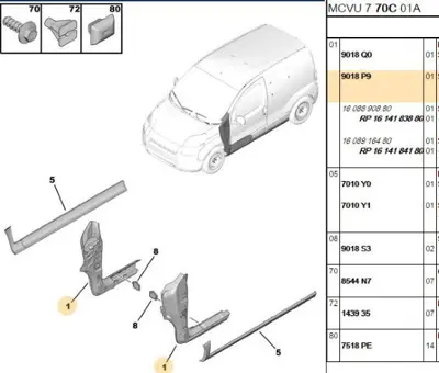 PSA 9018.P9 Sağ Marşpiel Uç Sacı 9018P9