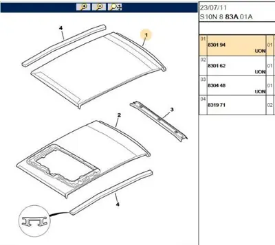 PSA 8301.94 Tavan Saci P106 830194 460086 3523 WB1375 802036 GK0906 BSG90605007 DWB906 101274 160188