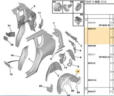 PSA 8534.70 Sağ Arka Çam Davlunbaz 853470