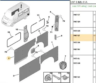 PSA 7467.Q7 Sol Arka Saç İç Kaplama 7467Q7