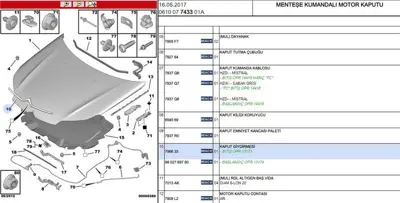 PSA 7966.33 Kaput Cıtroen Arma C5 X7 796633 7966.33 GP.7966.33