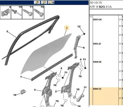 PSA 9204.S2 Sağ Arka Kapı Camı  9204.S2