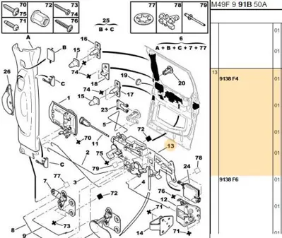 PSA 9138.F4 Kapı Kilit Mekanizması  9138.F4