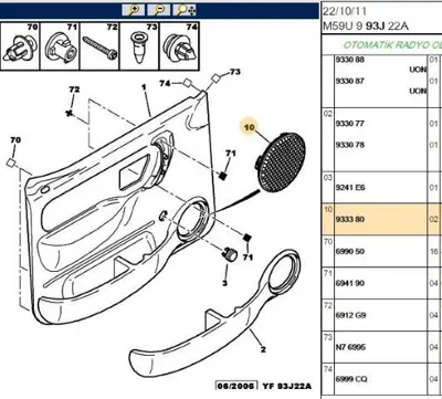 PSA 9333.80 Hoparlör Kapağı 933380
