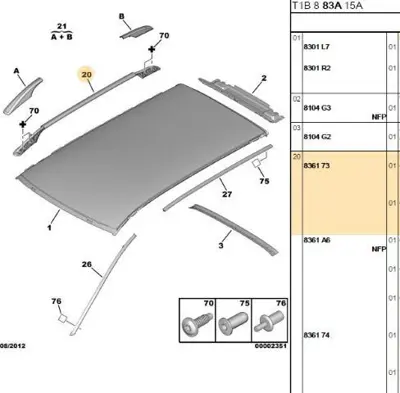 PSA 8361.73 Tavan Barı Sol 206 Sw  8361.73