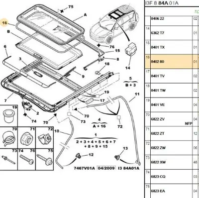 PSA 8402.80 SUNROOF Cam Alt Lastiği  8402.80