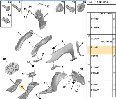 PSA 7119.RL Sol Ön Podye Sacı  7119.RL