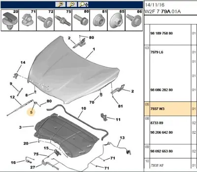 PSA 7937.W3 Kaput Amortisör Bağ Ayak  7937.W3