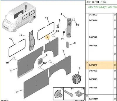 PSA 7473.PS Sağ Arka Yan Kaplama  7473.PS