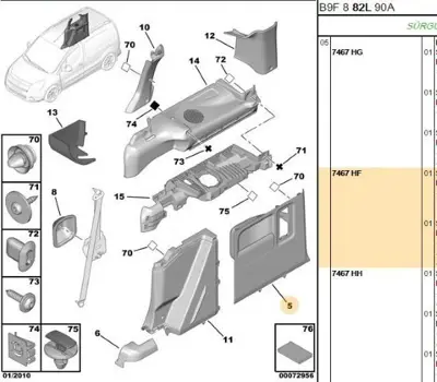 PSA 7467.HF Sağ Bagaj İç Bakaliti  7467.HF