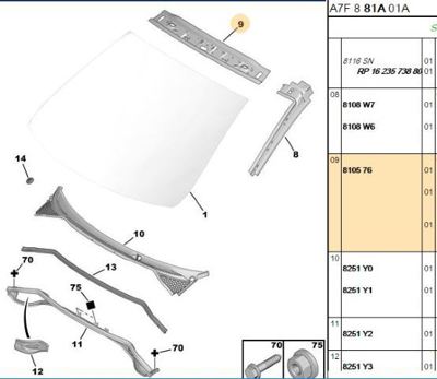 PSA 8105.76 Ön Cam Üst Sacı  8105.76