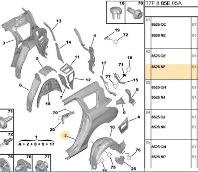 PSA 8526.NF Sağ Arka Çamurluk  8526.NF