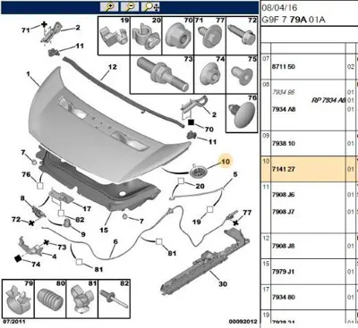 PSA 7141.27 Motor Kaput Havalandırma  7141.27