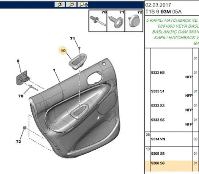 PSA 9308.S6 Döşeme Bakaliti  9308.S6