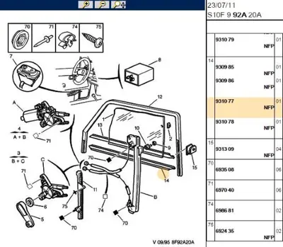 PSA 9310.77 Kapi Iç Fitili 931077 33224 351195751 7M0820191A 95279 8880700106 8FT351195761 RD19216 27044 8433017