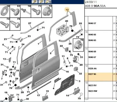 PSA 9327.90 Sağ Kapı Direk Bantı  9327.90