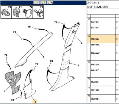 PSA 7584.WJ Sol Kapı Eşik Ön Bakalit  7584.WJ