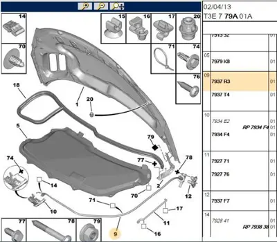 PSA 7937.R3 Kaput Açma Teli  7937.R3