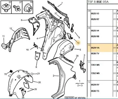 PSA 8529.YA Arka Çam İç Sac Bağlantı  8529.YA