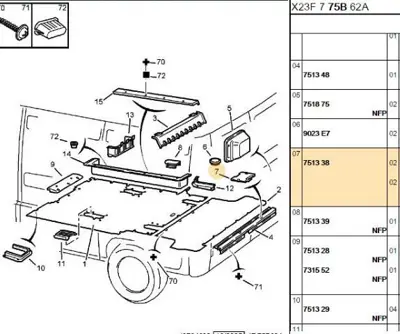 PSA 7513.38 Arka Basamak Üst Tapası  7513.38