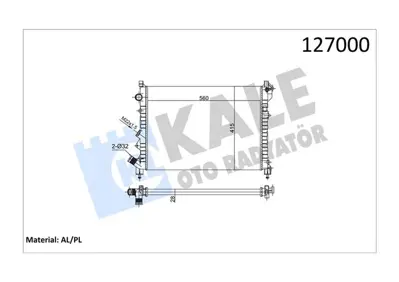 KALE 9660030580 Radyatör Lgn (2 Sira Al-Pl Sistem) 6049302164 350213254000 BM254 5502727S 7701038237 1093070 RT2164 100890 2060166 D7R001TT