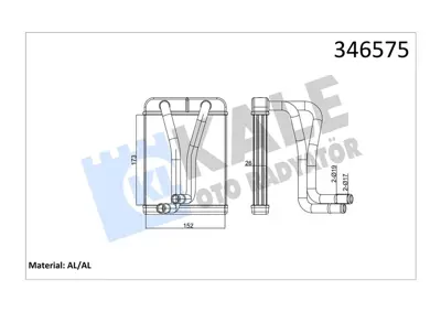 KALE D00022.3 Kalorifer Radyatörü Kia Carens Ii (Al/Brz) 60836048 KA6048 83006048 OK2C061A10 K2C061A10 346575