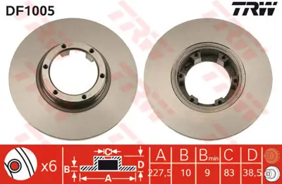 TRW  DF1005 Ön Fren Aynasi R12 -Toros R5 (75/85) (228x10x6dl) 7700502515 186226 8213810 2677502515 BD2500 986478103 7797502515 BG2071 7701466540 6010053