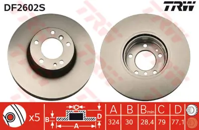 TRW  DF2602S Fren Diski On (Adet) Bmw E39 E32 E38 E31 DF2602S 150127120 34116757747 186672 986479116 MDC1057 34111159602 1815201518 34111159895 92058300