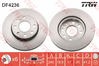 TRW  DF4236 Ön Fren Aynasi Corsa C 1.0-1.2 16v  (01>11) (Ab... 569021 313640 24012001741SETMS 562290J 430149420 FB843 V762 78BD90212 BAR20174 93182291