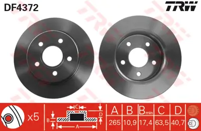 TRW  DF4372 Arka Fren Disk Aynasi Focus Ii 04> C Max 07>... 3M512A315AB DDF1226C 24011101551 MDC1642 230688C 986479169 7155230020PD 562361J 1618873880 BS8114C
