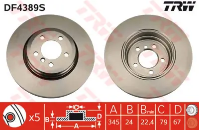 TRW  DF4389S Fren Diski Arka (Adet) Bmw E65 34216864046 20924807 54232PRO 150341120 BDC5652 92123203 54232 DDF1247 BBD5768S 197363