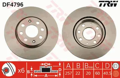 TRW  DF4796 Ön Fren Aynasi Corsa D 07> Corsa E 14> Adam ... 13317922 562304J HPD1180 DF1081 55702569 BDRS225825 986479223 9584334 569024 BS8599